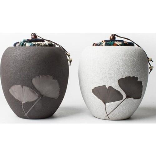 Japan-style Tea Storage Jar Ceramic Coarse Pottery Leaf Decor Box Seal Caddy Coffee Beans Tanks Cans Teaware Accessories Crafts