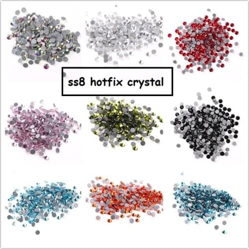 Big Bag All Colors SS8 High Quality Hot Fix Rhinestone 10cuts Iron On Rhinestones For Clothes High Quality Glass Crystal