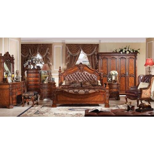 Bed room furniture of leather king size bed luxury bedroom furniture set Мебель для спальни GH09