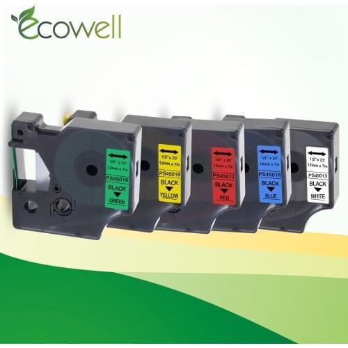 Ecowell Laminated label tape 45013 12mm printer ribbon 45016 45017 45018 45019 compatible for Dymo D1 LM label maker 280 160 100