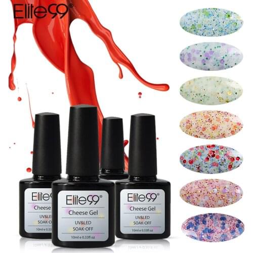 Elite99 Cheese Nail Gel Candy Sandy Shimmer Professional Soak Off LED Gel Lacquer Primer Need Milky White Gel Base Top Coat 10ml