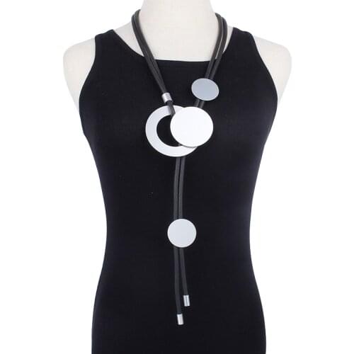 JID Vintage Multi-Layered Long Necklace Retro Adjustable Silver Color Metal Pendant Necklace For Women Neck Jewelry Wholesale