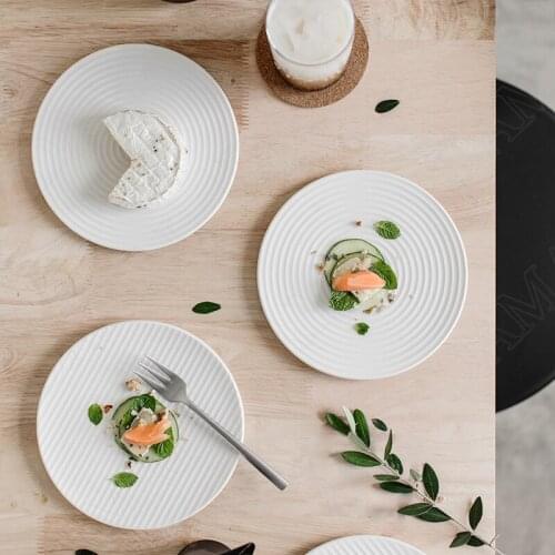 Creativity Ceramic Plate Relief Spiral Texture Afternoon Tea Dessert Plates Matte Western Steak Tray European Kitchen Tableware