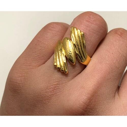 Dubai Gold Color Rings 24K For Women Wedding Jewellery Resizable Womens Ring For Girls Bridal Wife Gifts African Dubai French