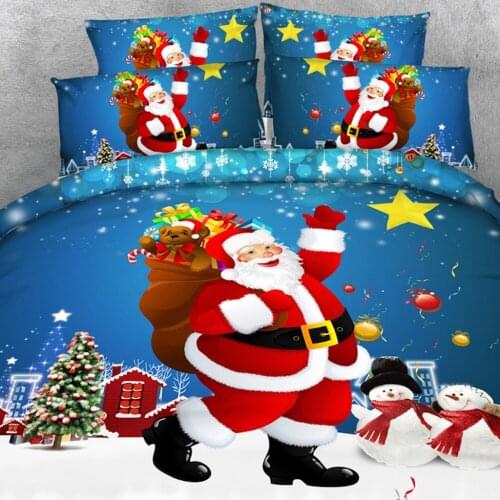4 PCS PER SET Christmas Santa Claus 3d bedding set Christmas bed sheet set Christmas Bed Linens