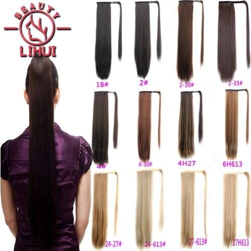 Ponytail Synthetic Natural Drawstring Ribbon Fake Hair Long Straight Corn Pony Tail Clip In Extensions Women HairpiecesWavy