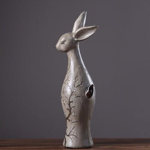Continental retro plum rabbit ornaments American country bedroom decorations cute animal resin handicraft decoration cabinet