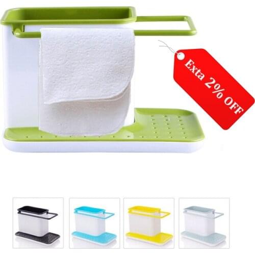 Kitchen Storage Shelf Sponge Holder Draining Sink Box Organizer Draining Rack Dish Storage Rack Stands Tidy Utensils Towel Rack
