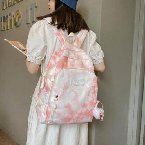 Fashion Colorful Pattern School Shoulder Bag for Teenager Girls Casual Nylon Zipper Bagpack Outdoor Travel Women Backpack