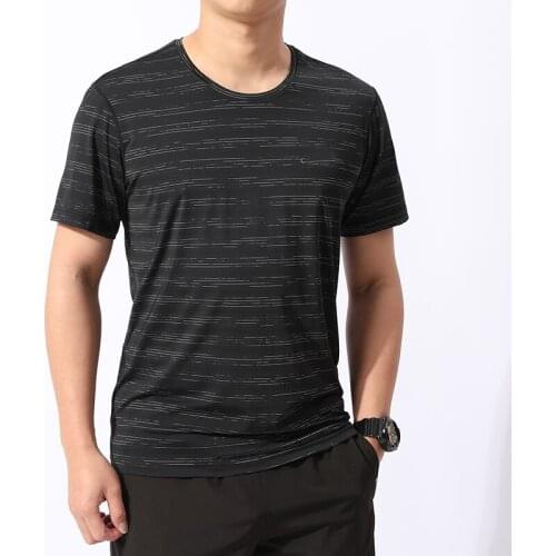 2021 Ice Silk Breathable Short Sleeve Mens Solid Color Quick Drying T-Shirt Bottom Coat Round Neck Top Dress Summer Large Size