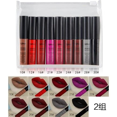9pcs Makeup QiBest Christmas Lip Gloss Set non-stick non-fading liquid lipstick