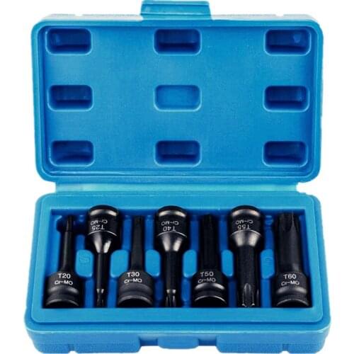 7 Pcs Impact Socket Bits 3/8 Inch Driver Metric Star Torx Hex Spline Ratchet Screwdriver Bit Socket Set Tools