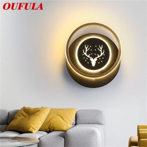 OUFULA Wall Light Sconces Lamp Contemporary Creative Deer Head Design LED For Home Indoor Bedroom Living Room
