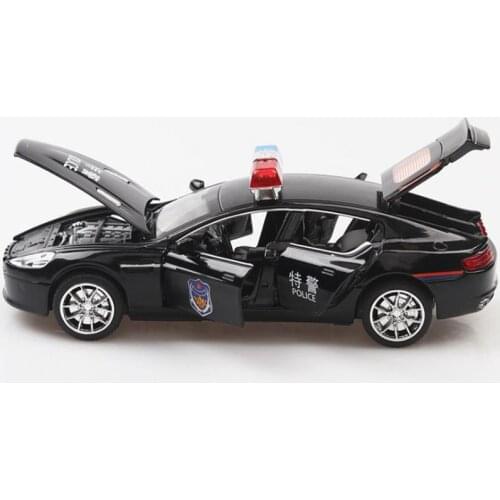 Hot Police Toy Car 1:32 Aston Metal Police Toy Cars Diecast Scale Model With Pull Back Function/Music/Light/Kids Gift Toys