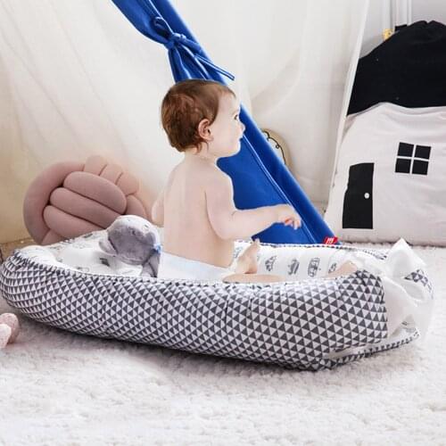 Simple Baby Nest Bed with Pillow Portable Crib Travel Bed Infant Toddler Cotton Cradle for Newborn Baby Bed Bassinet Bumper