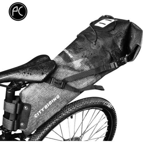 PCycling 14L Bicycle Bag Saddle Bag MTB Road Bike Rear Seat Bag with Reflective Strap Waterproof Pannier Bike Tail Storage Case