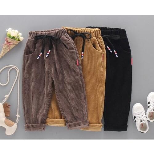 Spring And Autumn Boys' Childrens Clothing Korean Childrens Pants Casual Trendy Mid-waist Boys' Solid Color Corduroy Pants