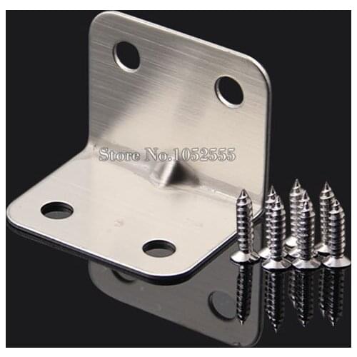 High Quality 50PCS 27*27*35*1.0mm Stainless Steel 90 Degree Corner Brace Angle Bracket Furniture Fastening Joint Hardware
