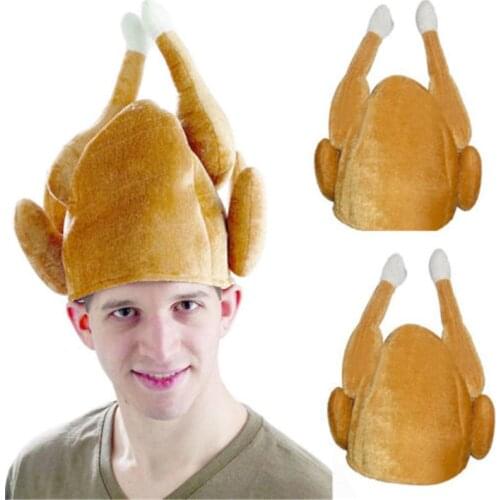 Funny Turkey Thanksgiving Hat Novelty Cooked Chicken Bird Secret Santa Fancy Hat