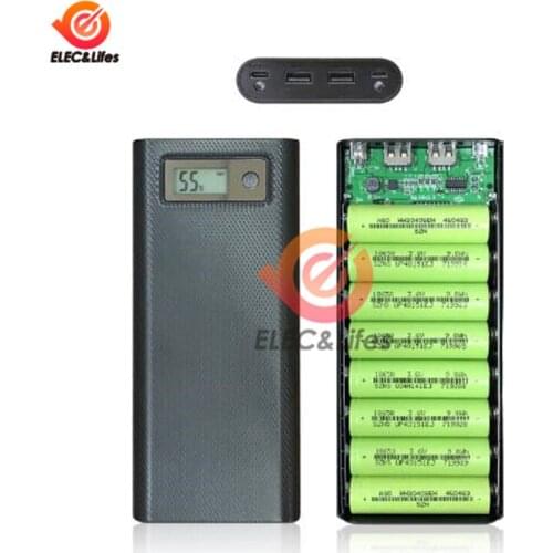 8x18650 8*18650 Battery Charger Box Power Bank Holder Dual USB LCD Digital Display Battery Shell Storage Organize DIY Case