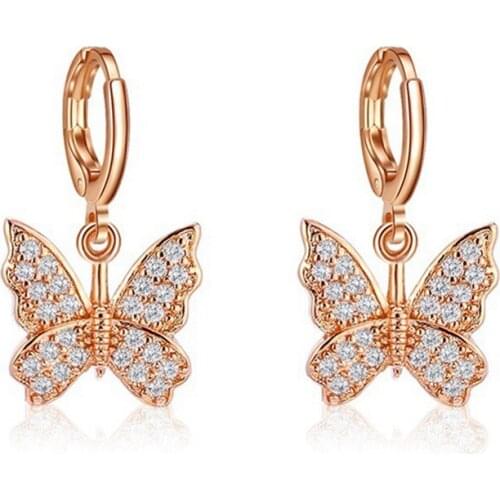 Womens Earrings Fashion Zircon Butterfly Danglee Earrings for Women Animal Sweet Colorful Stud Earrings Girls Jewelry