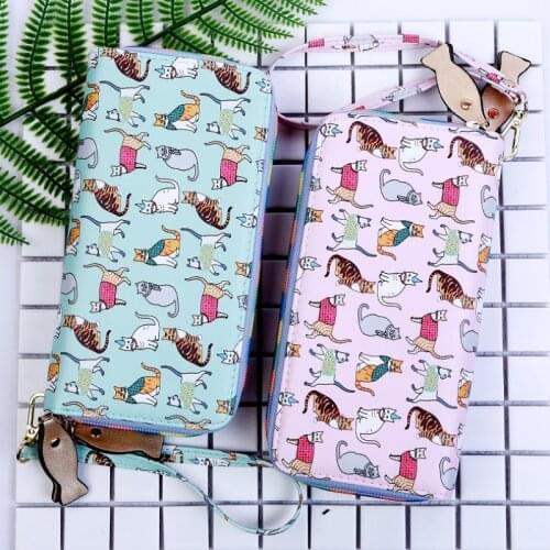 Women Long Wallet Cartoon Print Double Zipper Thread Ladies Hand Wallet Multi-card Fashion Wild Mobile Phone Bag Wallets