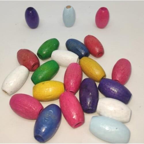 20 Mm Oval Wood Beads Mixed 100 G Package 25 Pcs