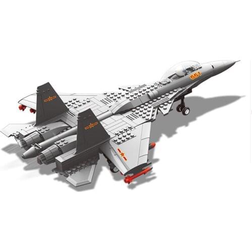 281pcs J-15 Carrier-Based Fighter Morden Army Warcraft Military Warplane Plane Set DIY 3D Models Building Blocks Toys For Boys