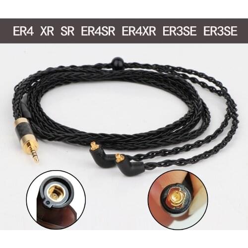 Preffair 1PC 3.5mm 2.5mm XLR 4.4mm 8 Core Silver Plated OCC Earphone Cable For Etymotic ER4 XR SR ER4SR ER4XR ER3sr er3se