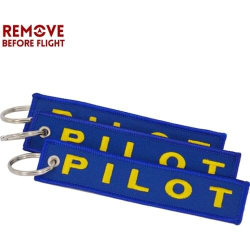5 PCS/LOT Blue with Yellow Pilot Key Chain Key Tag Chains Jewelry Embroidery Safety Tag Aviation Gifts Special Pilot Luggage Tag