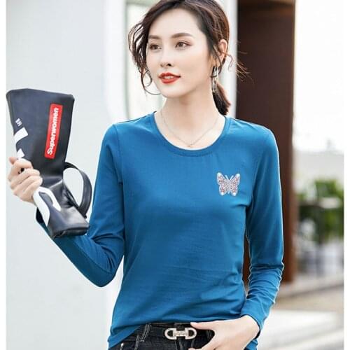 Diamonds long sleeve t shirt women clothes poleras mujer de moda 2020 casual tshirts cotton women tshirt top tee shirt femme