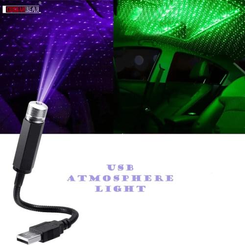 USB Decorative Lamp LED Car Roof Star Night Light Projector Atmosphere Galaxy Lamp Adjustable Car Interior Decor Light Mini