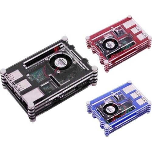 For Raspberry Pi 3B+ 3B Case 9 Layers Acrylic Box Case with Cooling Fan for Raspberry Pi 3 Model B