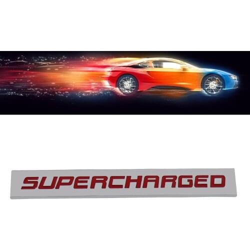 Chrome Red SUPERCHARGED for Engine Fender Trunk Lid Emblem Decal Badge Sticker