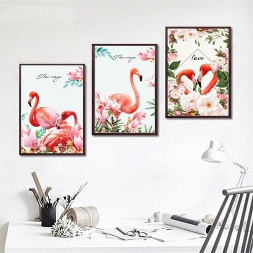 Red Flamingo Art Decorative Painting Sofa Living Room Bedroom Frameless Fresco Hanging Painting Wall Art Canvas Waterproof Ink
