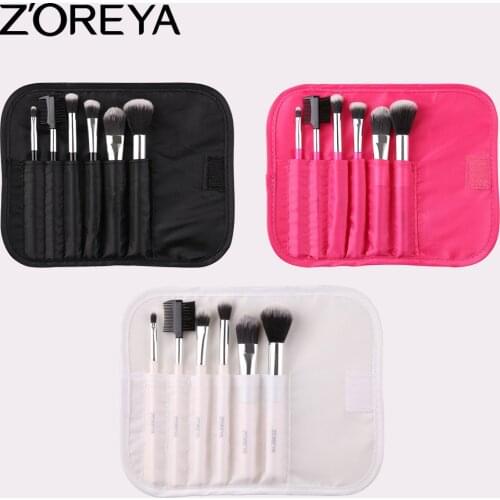 Zoreya zhuo er ya Currently Available Beginners 6 Plastic Handle Makeup Brush Set Portable Models Small Makeup Brush Set ZZ6