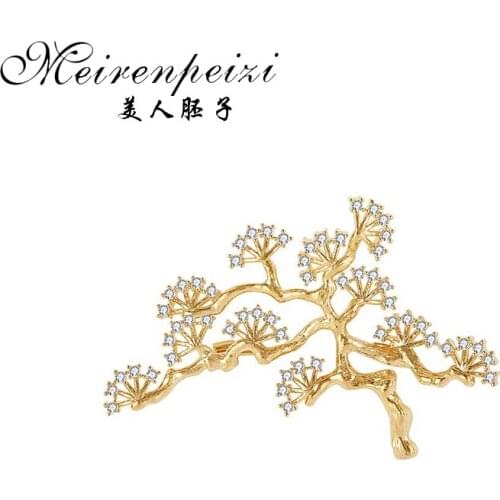 Meirenpeizi Vintage Pine Brooch Tree Branch Faux Corsage Pin Trade Women Jewelry Broches Jewelry Fashion Teardrop Brooch