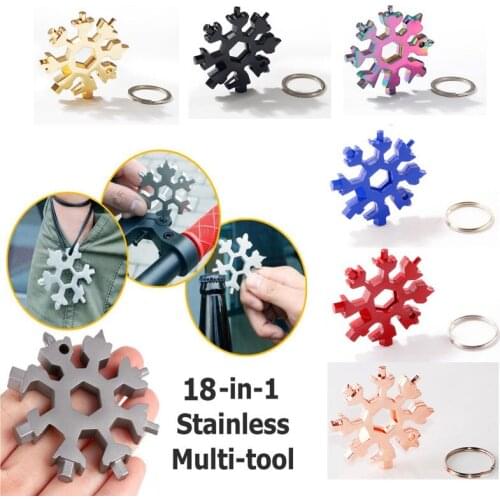 18-in-1 Snowflake Multi-Tool Portable Pocket Tool Wrench Ratchet Combination Metric Wrench Set Socket Wrench Nut Tool for Repair