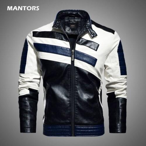 2020 Men Autumn Motor PU Leather Jackets Coat Patchwork Design Winter Fleece Jacket Men Outerwear Racing Car Suit Brand Clothing