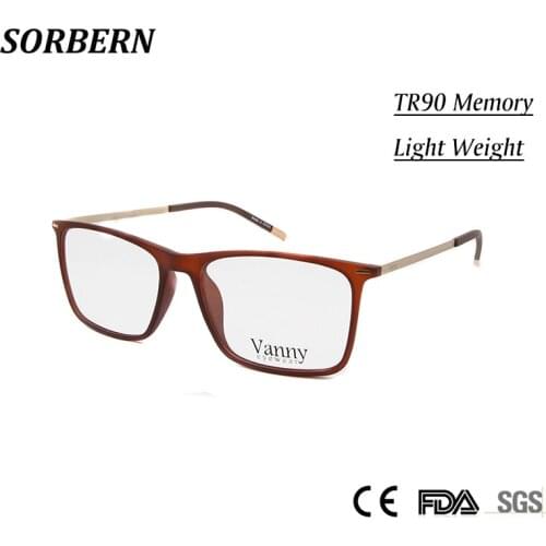 SORBERN Ultralight TR90 Memory Eye Glasses Frames For Men Rectangle Brand Designer Male Prescription Spectacle Frames