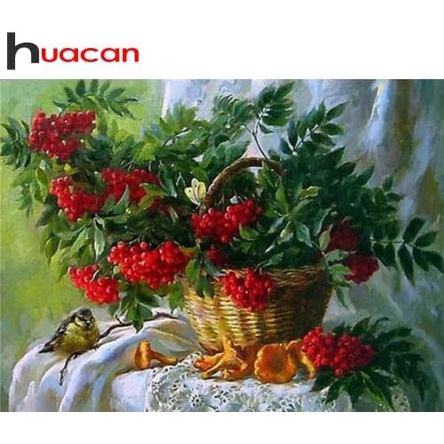 Huacan 5D Diamond Art Painting Kits Flower DIY Diamond Mosaic Embroidery Vase Hobby And Needlework Decorative Paintings