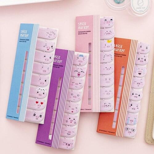 Creative Pink Pig Series Memo Pad Cute Sticky Notes Removable Self-Stick Stationery for School Girls Kawaii Sticky Notes Book