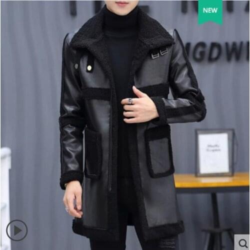 2020 new mens leather jacket Slim Korean version of the beautiful new thickening winter fur a jacket