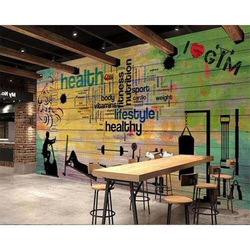 Beibehang custom made mural Graffiti plank sport gym club Running Gym wall background decorative wall papel de parede wallpaper