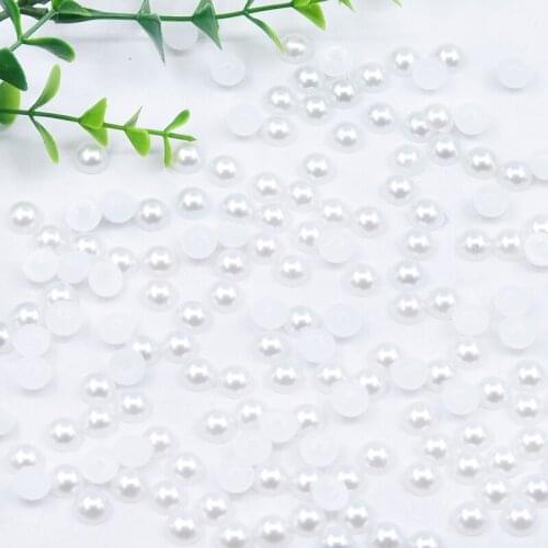 Wholesale 3-20 mm Acrylic Half Round White Ivory Imitation Pearl Loose Beads Jewelry Grament Clothes Bags Handcrafts Accessories