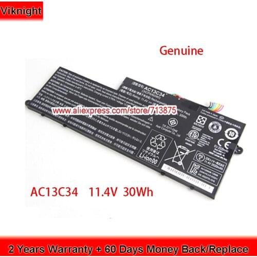 Genuine 11.4V 30Wh AC13C34 Battery for Acer Aspire V5 V5-122 V5-132 V5-122P E3 E3-111 KT.00303.005 3ICP5/60/80 Laptop