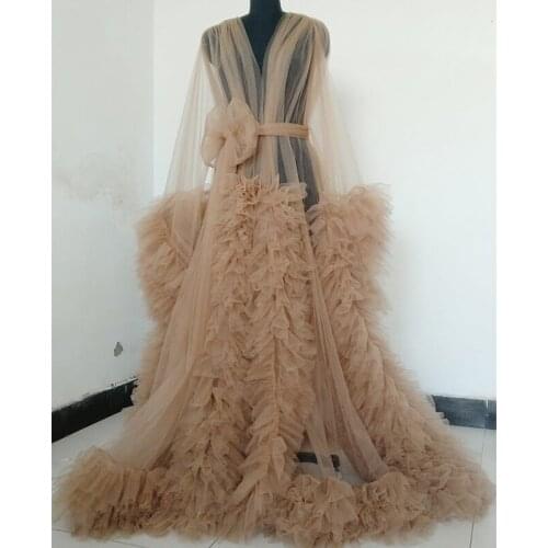 Real Image Maternity Gown Luxury Ruffles Wedding Sleepwear Bathrobes Nightgowns Robes Women Dress Kimono