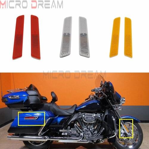 Red Motorcycle Saddlebag Guard Latch Covers Reflector Safety Warning Fork Reflectors for Harley Touring Road King Street Glide