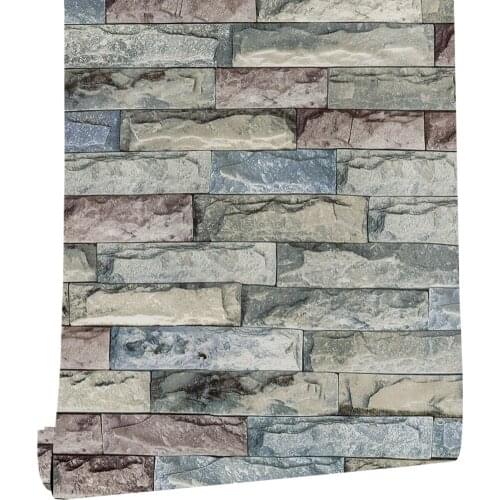 Peel And Stick Self-Adhesive Wallpaper Brick Textured Wallpaper Vintage Colorful Rock Wallpaper For bathroom Kitchen Wall Decor