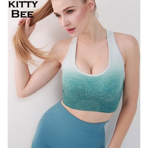 Sport Bra Top Fitness Women Seamless Sports Bra High Impact Yoga Bra Gym Gradient Color Brassiere Sport Femme Seamless Top Sport